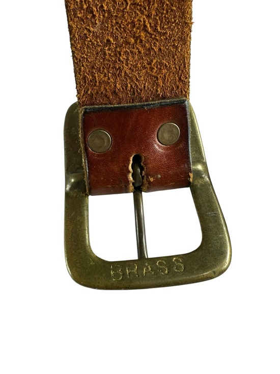 Genuine Vintage Brown Braided Leather Unisex Belt Solid Brass 36 main image 9